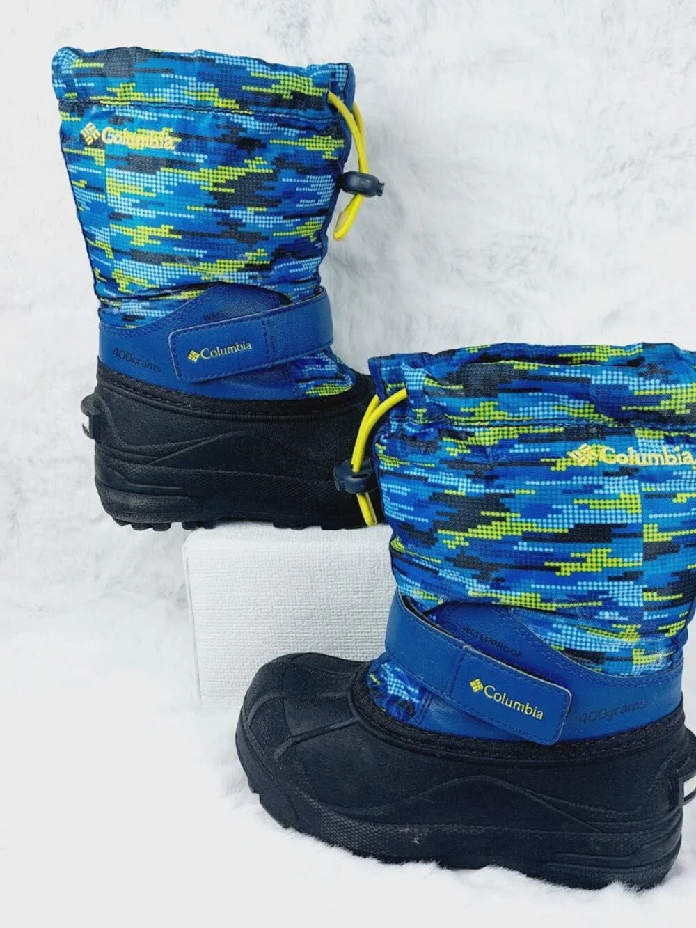 Columbia Boy's Royal Zour Powderbug Forty Print Waterproof Snow Boots Size 11